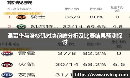 温哥华与洛杉矶对决前瞻分析及比赛结果预测探讨